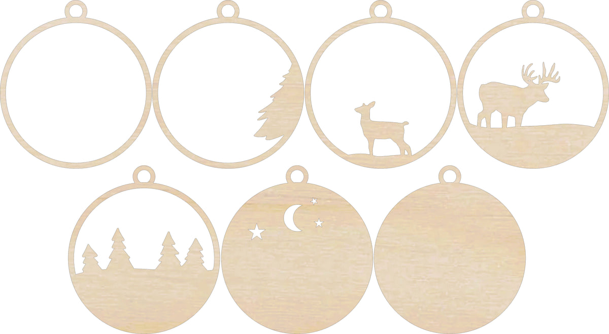 3D Ornament Deer 7 Pieces Laser Cut Out Unfinished ORN151 3D Ornament Deer 7 Pieces Laser Cut Out Unfinished ORN151