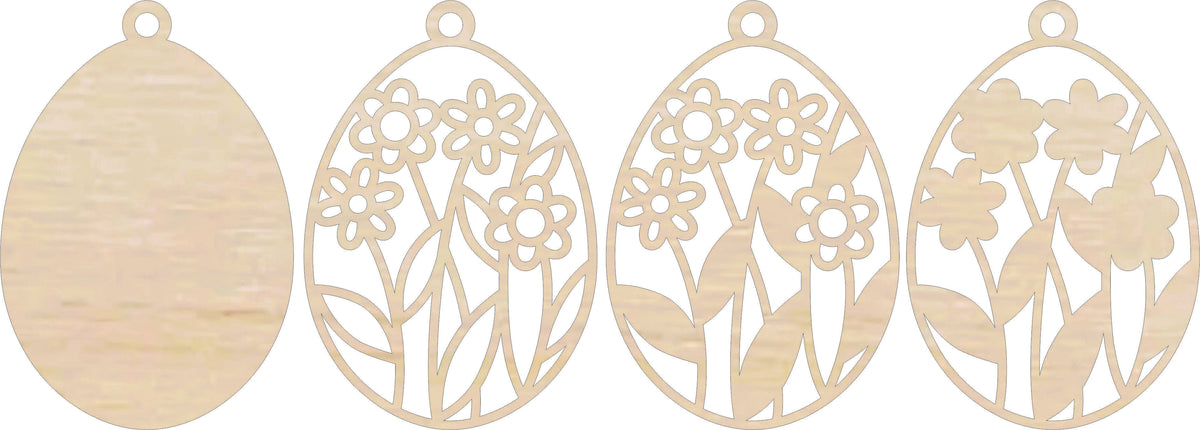 3D Ornament Flowered Egg 4 Pieces Laser Cut Out Unfinished ORN287 3D Ornament Flowered Egg 4 Pieces Laser Cut Out Unfinished ORN287