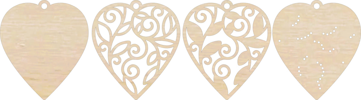 3D Ornament Heart 4 Pieces Laser Cut Out Unfinished ORN301 3D Ornament Heart 4 Pieces Laser Cut Out Unfinished ORN301