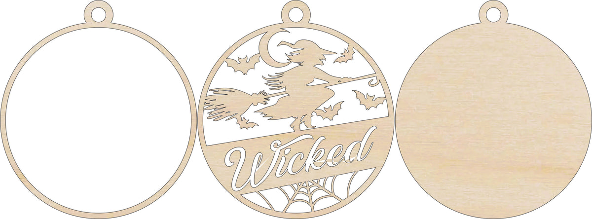 3D Ornament Witch 3 Pieces Laser Cut Out Unfinished ORN304 3D Ornament Witch 3 Pieces Laser Cut Out Unfinished ORN304