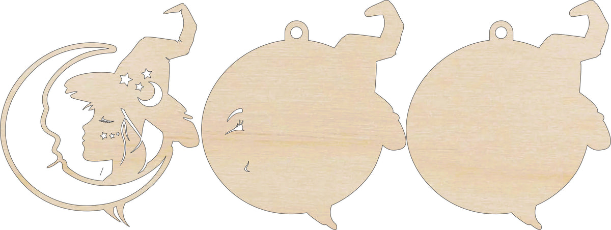 3D Ornament Witch 3 Pieces Laser Cut Out Unfinished ORN315 3D Ornament Witch 3 Pieces Laser Cut Out Unfinished ORN315