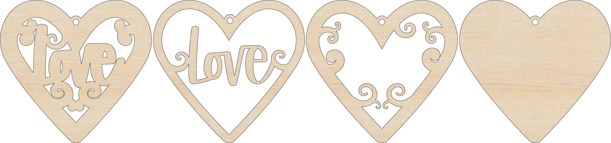 3D Ornament Heart 4 Pieces Laser Cut Out Unfinished ORN321 3D Ornament Heart 4 Pieces Laser Cut Out Unfinished ORN321