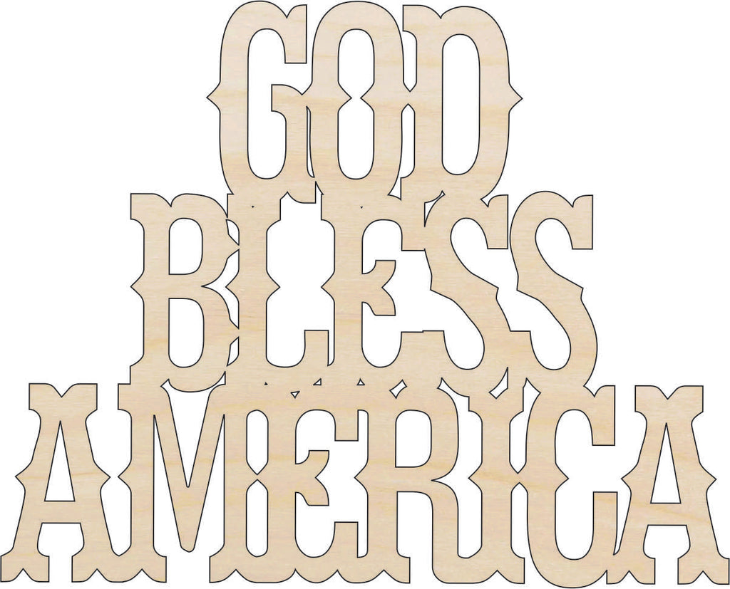 Word God Bless America - Laser Cut Out Unfinished Wood Craft Shape 4TH18
