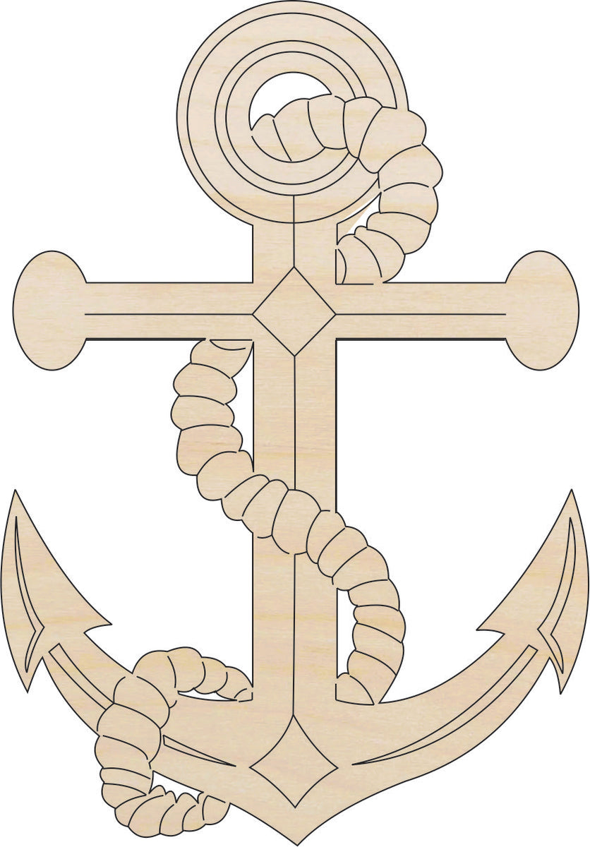 Anchor - Laser Cut Out Unfinished Wood Craft Shape ANC17 Anchor - Laser Cut Out Unfinished Wood Craft Shape ANC17