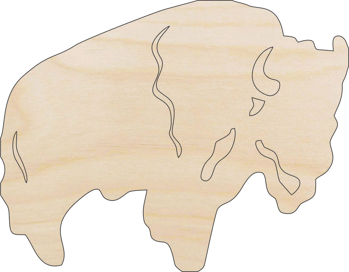 Bison Buffalo - Laser Cut Out Unfinished Wood Craft Shape ANML69 Bison Buffalo - Laser Cut Out Unfinished Wood Craft Shape ANML69