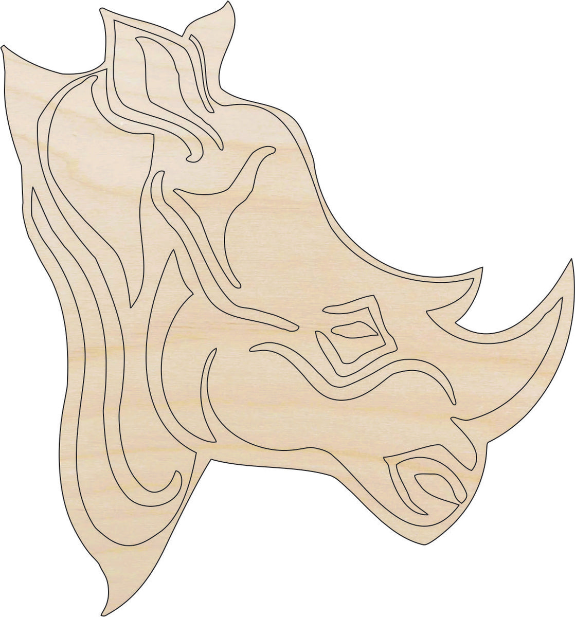 Rhino - Laser Cut Out Unfinished Wood Craft Shape ANML89 Rhino - Laser Cut Out Unfinished Wood Craft Shape ANML89
