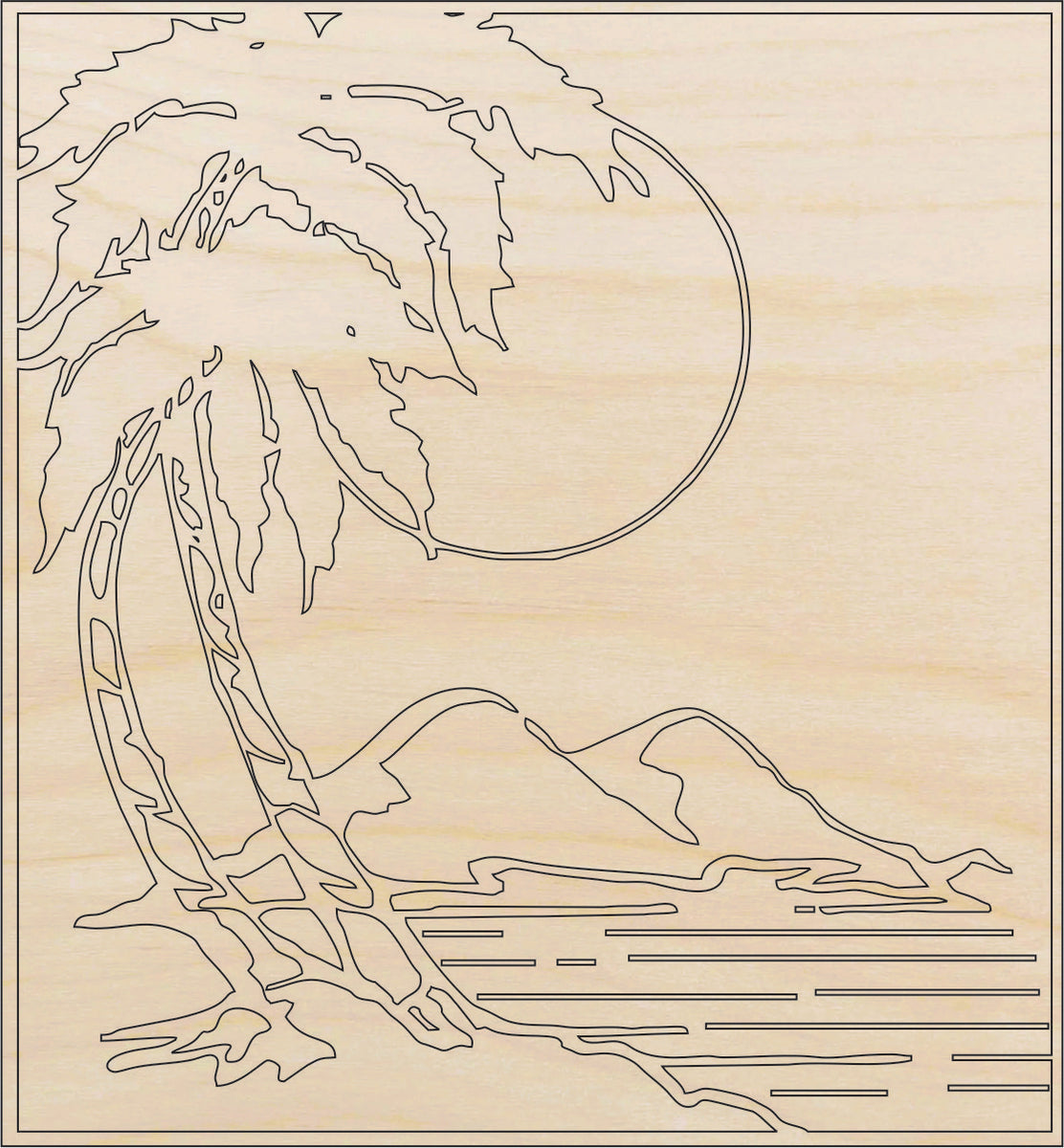 Scene Beach - Laser Cut Out Unfinished Wood Craft Shape BCH17 Scene Beach - Laser Cut Out Unfinished Wood Craft Shape BCH17
