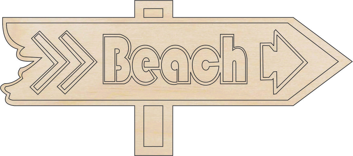 Sign Beach - Laser Cut Out Unfinished Wood Craft Shape BCH8 Sign Beach - Laser Cut Out Unfinished Wood Craft Shape BCH8
