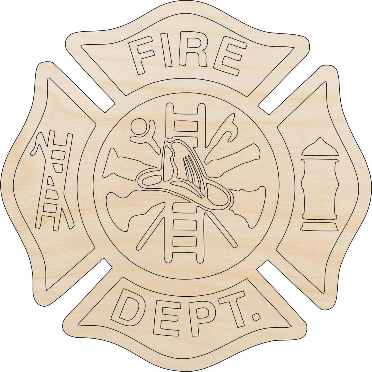 Badge Fire Dept. - Laser Cut Out Unfinished Wood Craft Shape BDG10 Badge Fire Dept. - Laser Cut Out Unfinished Wood Craft Shape BDG10