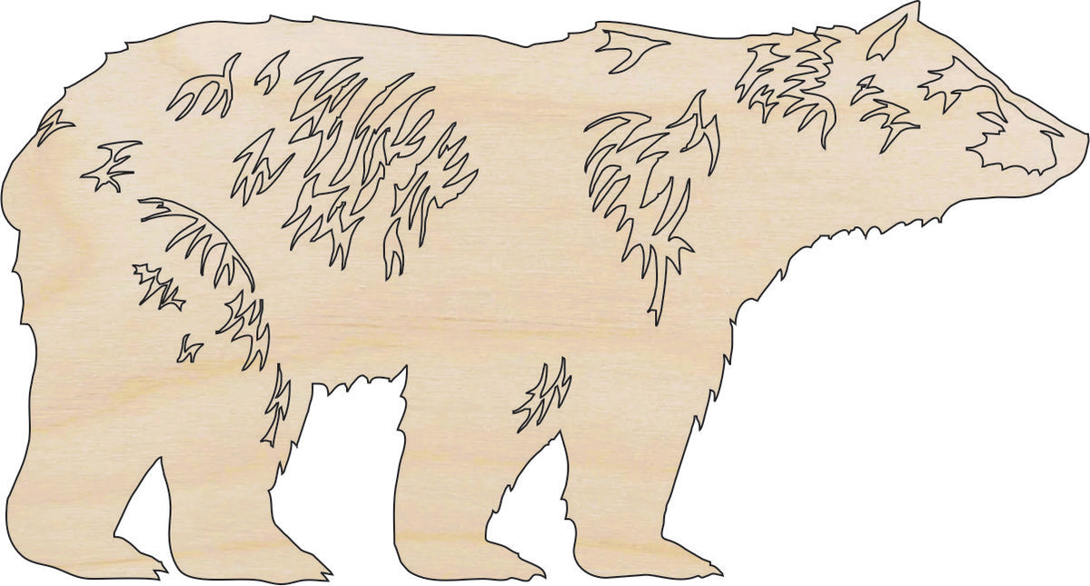 Bear - Laser Cut Out Unfinished Wood Craft Shape BER10 Bear - Laser Cut Out Unfinished Wood Craft Shape BER10