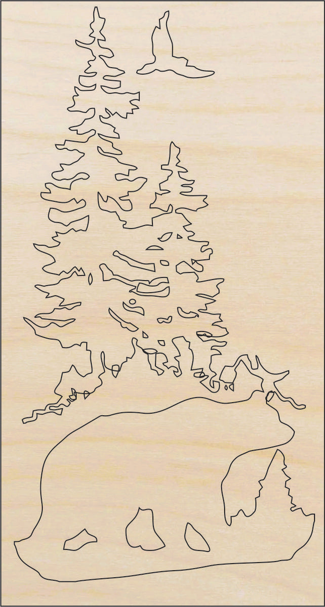 Scene Bear - Laser Cut Out Unfinished Wood Craft Shape BER40 Scene Bear - Laser Cut Out Unfinished Wood Craft Shape BER40