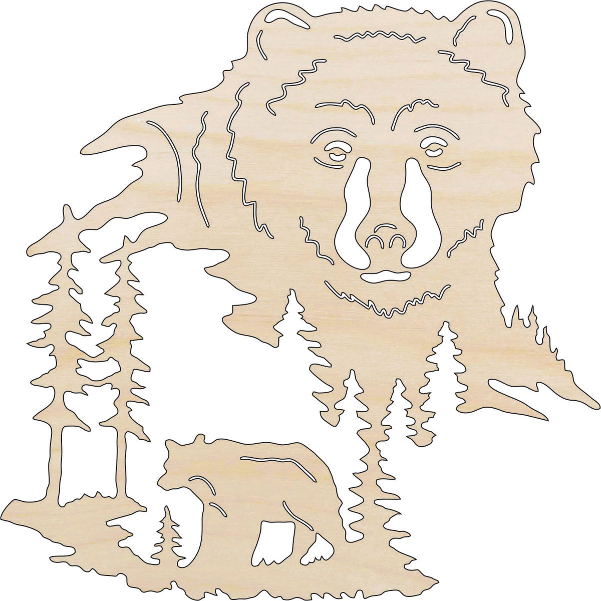Scene Bear - Laser Cut Out Unfinished Wood Craft Shape BER61 Scene Bear - Laser Cut Out Unfinished Wood Craft Shape BER61