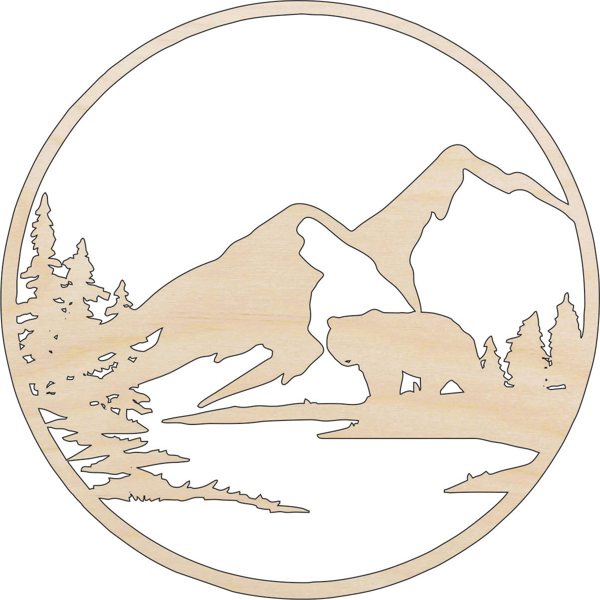 Scene Bear - Laser Cut Out Unfinished Wood Craft Shape BER64 Scene Bear - Laser Cut Out Unfinished Wood Craft Shape BER64