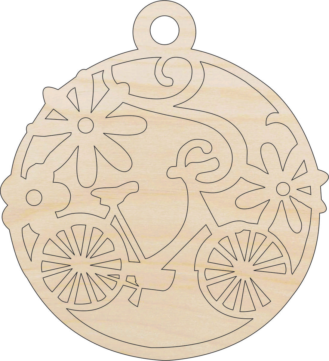Bauble Bicycle - Laser Cut Out Unfinished Wood Craft Shape BIK17 Bauble Bicycle - Laser Cut Out Unfinished Wood Craft Shape BIK17