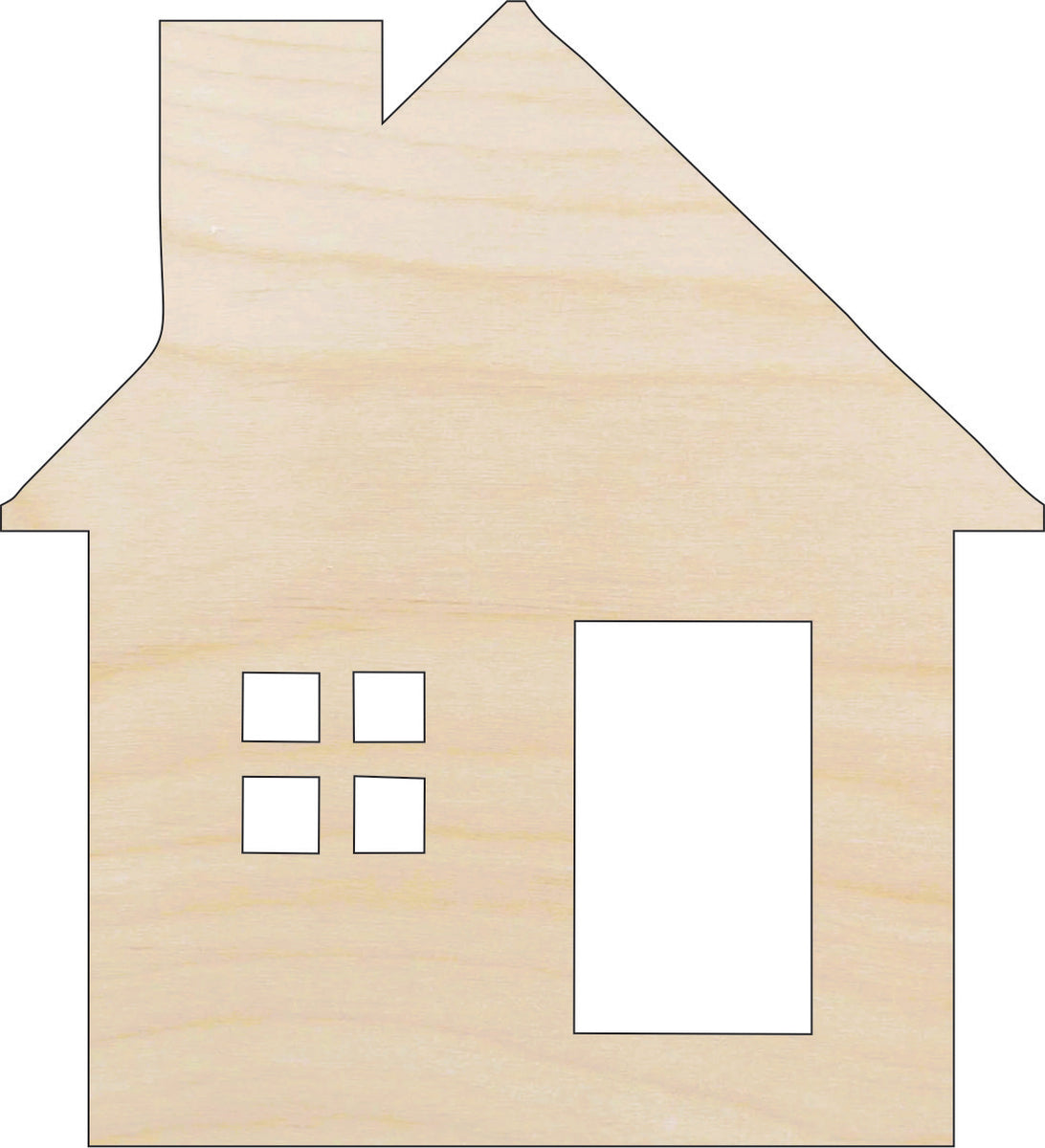 House - Laser Cut Out Unfinished Wood Craft Shape BLD74 House - Laser Cut Out Unfinished Wood Craft Shape BLD74