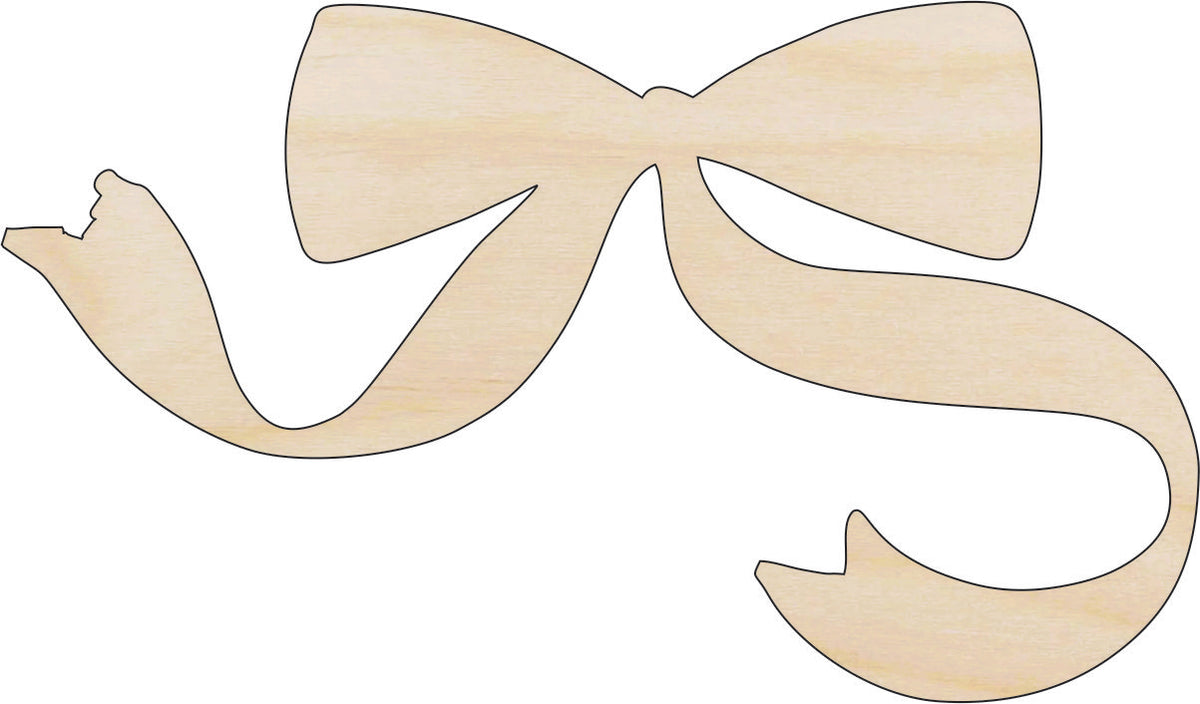 Bow - Laser Cut Out Unfinished Wood Craft Shape BOW6 Bow - Laser Cut Out Unfinished Wood Craft Shape BOW6