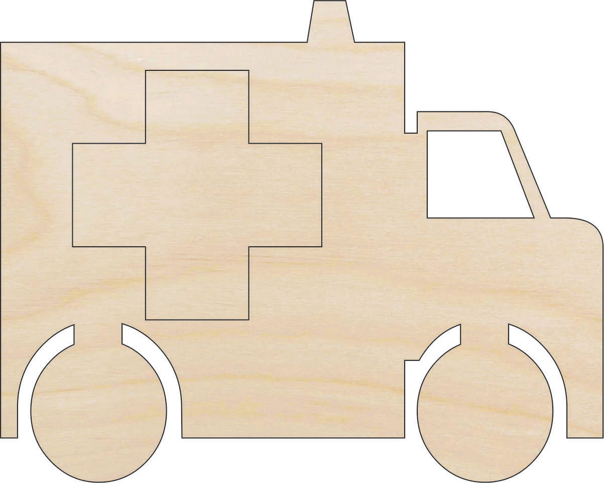 Car Ambulance - Laser Cut Out Unfinished Wood Craft Shape CAR11 Car Ambulance - Laser Cut Out Unfinished Wood Craft Shape CAR11