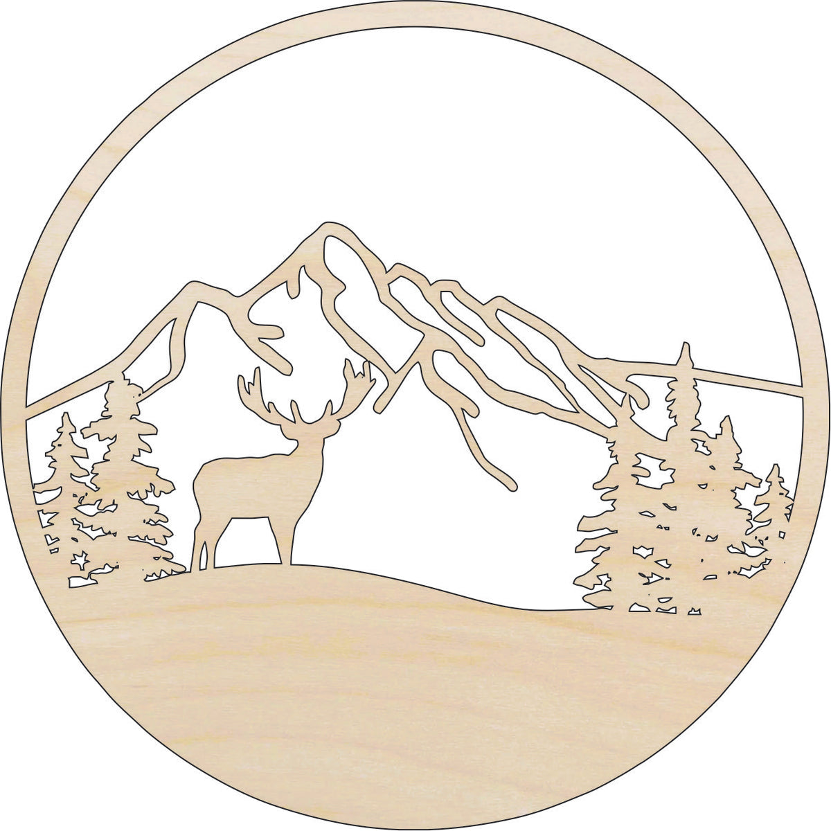 Scene Deer - Laser Cut Out Unfinished Wood Craft Shape DER66 Scene Deer - Laser Cut Out Unfinished Wood Craft Shape DER66
