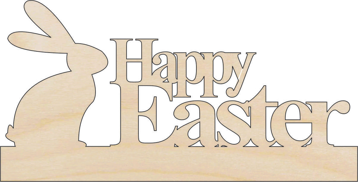 Sign Happy Easter - Laser Cut Out Unfinished Wood Craft Shape ESR39 Sign Happy Easter - Laser Cut Out Unfinished Wood Craft Shape ESR39