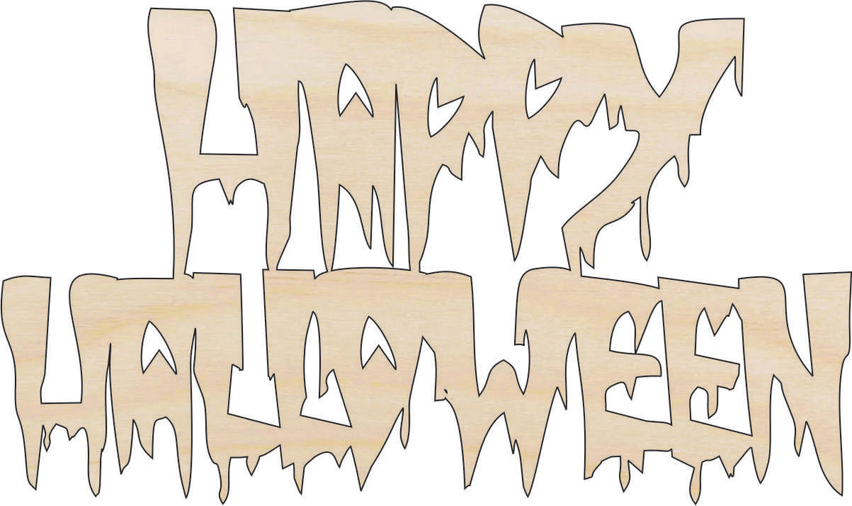 Word Happy Halloween - Laser Cut Out Unfinished Wood Craft Shape FAL137 Word Happy Halloween - Laser Cut Out Unfinished Wood Craft Shape FAL137
