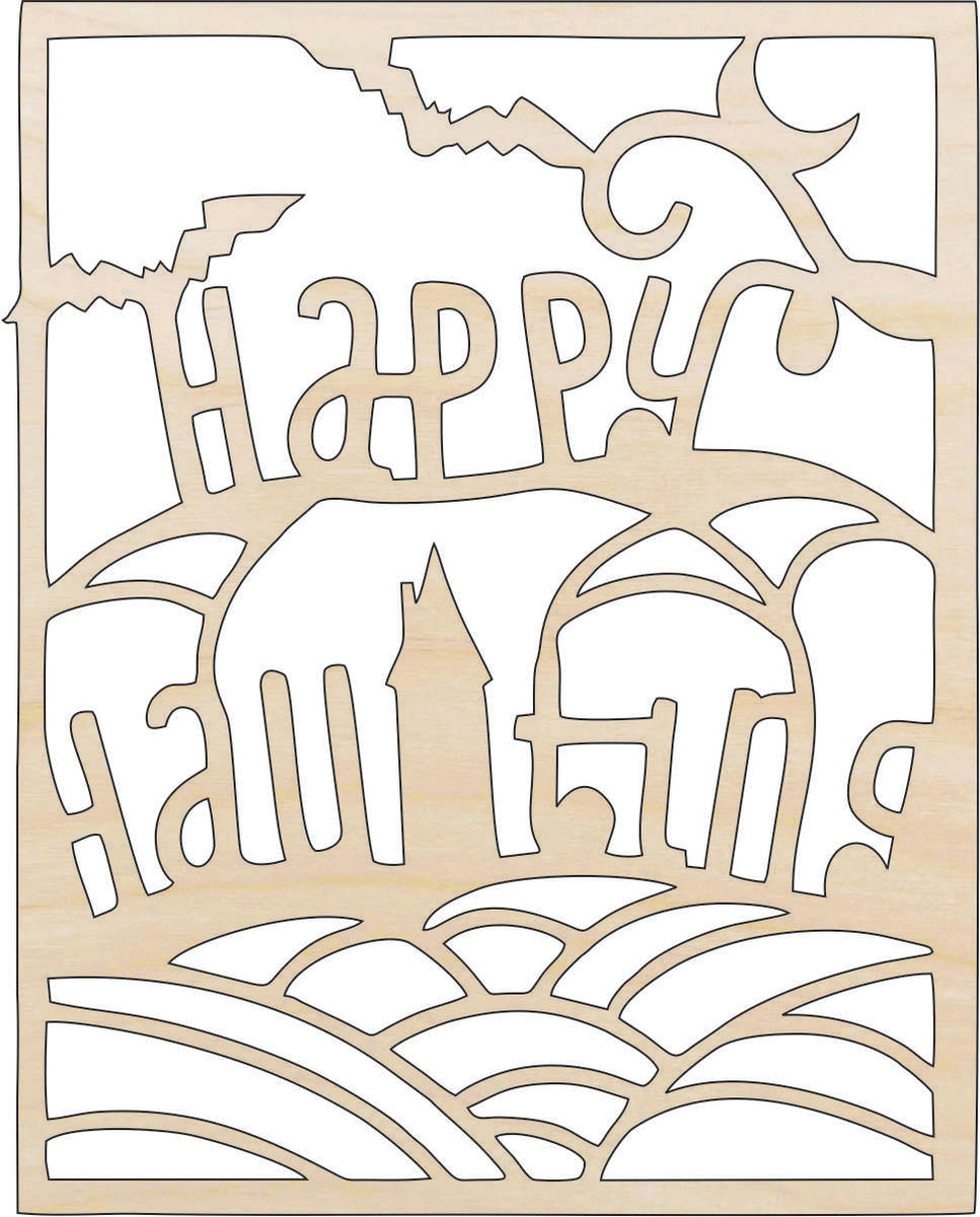 Scene Halloween - Laser Cut Out Unfinished Wood Craft Shape FAL153 Scene Halloween - Laser Cut Out Unfinished Wood Craft Shape FAL153