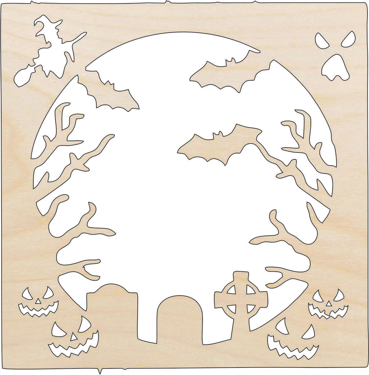 Scene Halloween - Laser Cut Out Unfinished Wood Craft Shape FAL33 Scene Halloween - Laser Cut Out Unfinished Wood Craft Shape FAL33