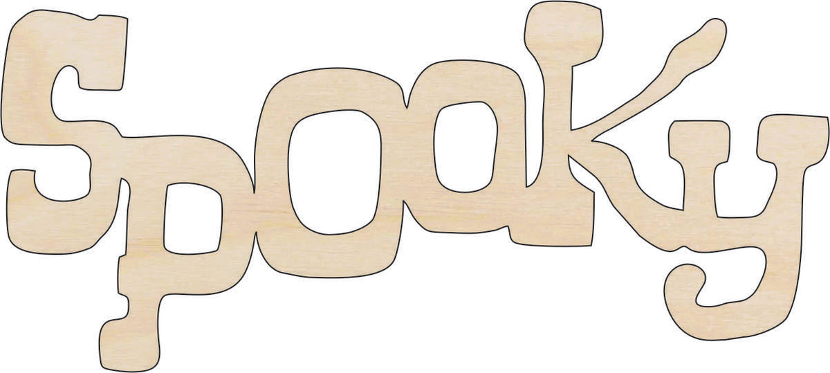 Word Spooky - Laser Cut Out Unfinished Wood Craft Shape FAL50 Word Spooky - Laser Cut Out Unfinished Wood Craft Shape FAL50