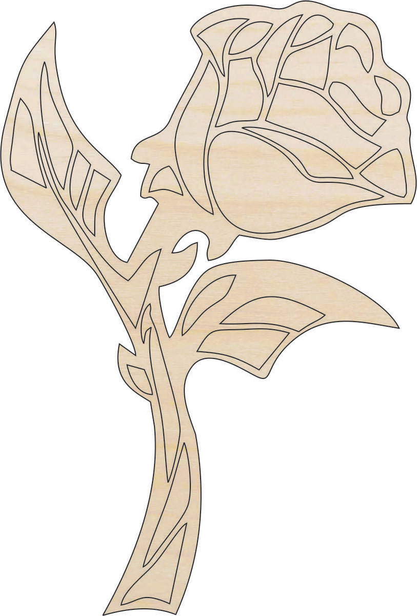 Flower Rose - Laser Cut Out Unfinished Wood Craft Shape FLR3 Flower Rose - Laser Cut Out Unfinished Wood Craft Shape FLR3
