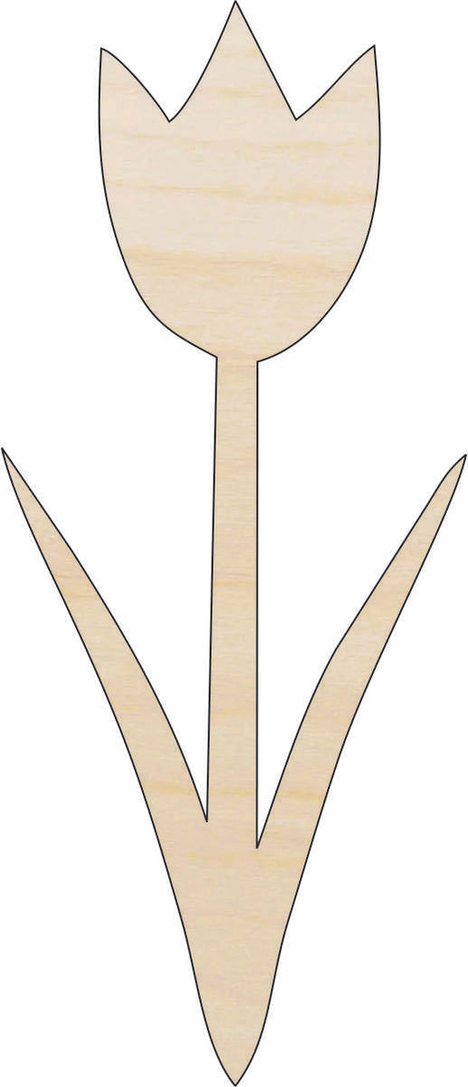 Flower Tulip - Laser Cut Out Unfinished Wood Craft Shape FLR63 Flower Tulip - Laser Cut Out Unfinished Wood Craft Shape FLR63