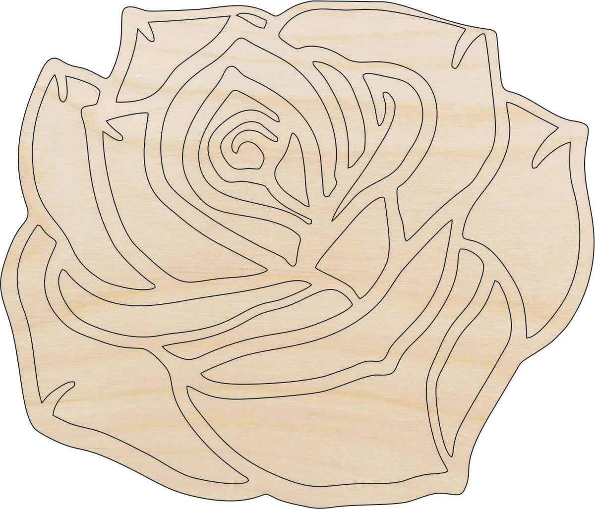 Flower Rose - Laser Cut Out Unfinished Wood Craft Shape FLR70 Flower Rose - Laser Cut Out Unfinished Wood Craft Shape FLR70