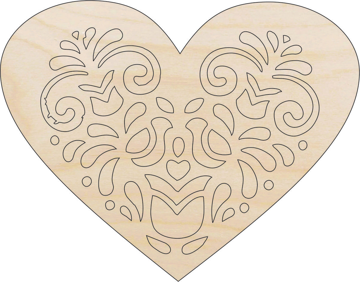 Heart - Laser Cut Out Unfinished Wood Craft Shape HRT4 Heart - Laser Cut Out Unfinished Wood Craft Shape HRT4