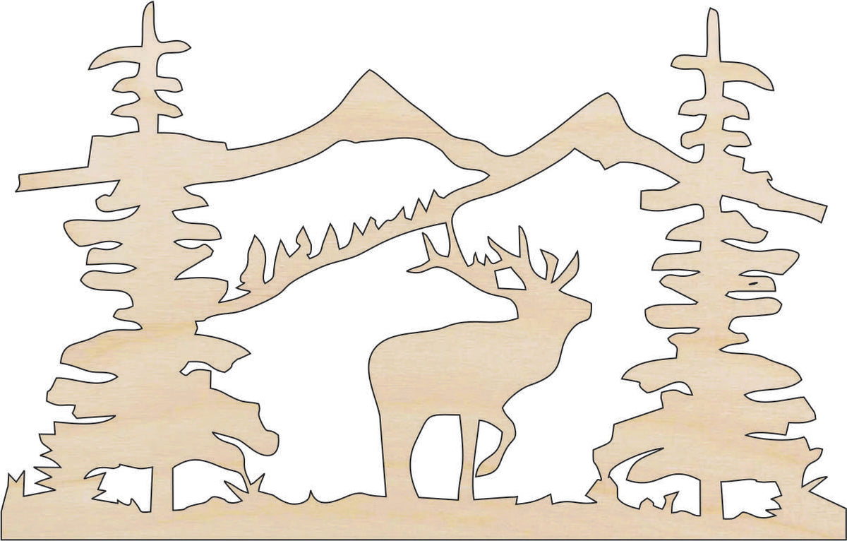 Scene Moose - Laser Cut Out Unfinished Wood Craft Shape MUS6 Scene Moose - Laser Cut Out Unfinished Wood Craft Shape MUS6