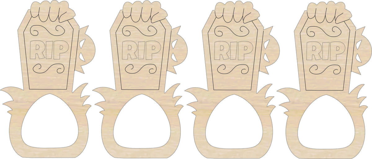 Napkin Rings Gravestone Unfinished Laser Cut Wood Set of 4 - NPKN27 Napkin Rings Gravestone Unfinished Laser Cut Wood Set of 4 - NPKN27
