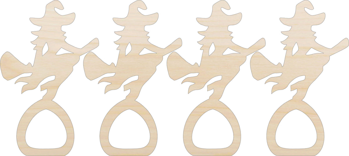 Napkin Rings Witch Unfinished Laser Cut Wood Set of 4 - NPKN2 Napkin Rings Witch Unfinished Laser Cut Wood Set of 4 - NPKN2