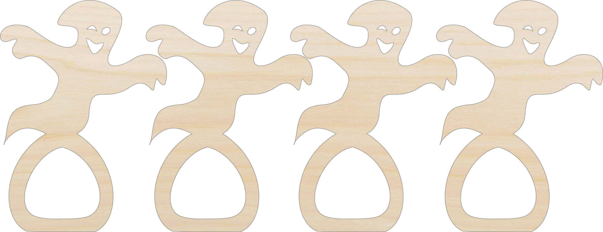 Napkin Rings Ghost Unfinished Laser Cut Wood Set of 4 - NPKN35 Napkin Rings Ghost Unfinished Laser Cut Wood Set of 4 - NPKN35
