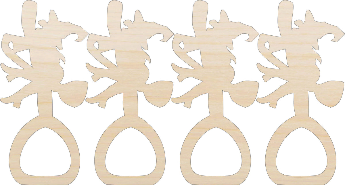 Napkin Rings Witch Unfinished Laser Cut Wood Set of 4 - NPKN4 Napkin Rings Witch Unfinished Laser Cut Wood Set of 4 - NPKN4