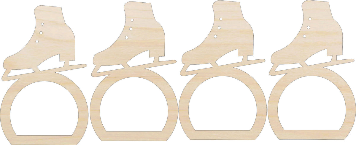 Napkin Rings Ice Skate Unfinished Laser Cut Wood Set of 4 - NPKN63 Napkin Rings Ice Skate Unfinished Laser Cut Wood Set of 4 - NPKN63