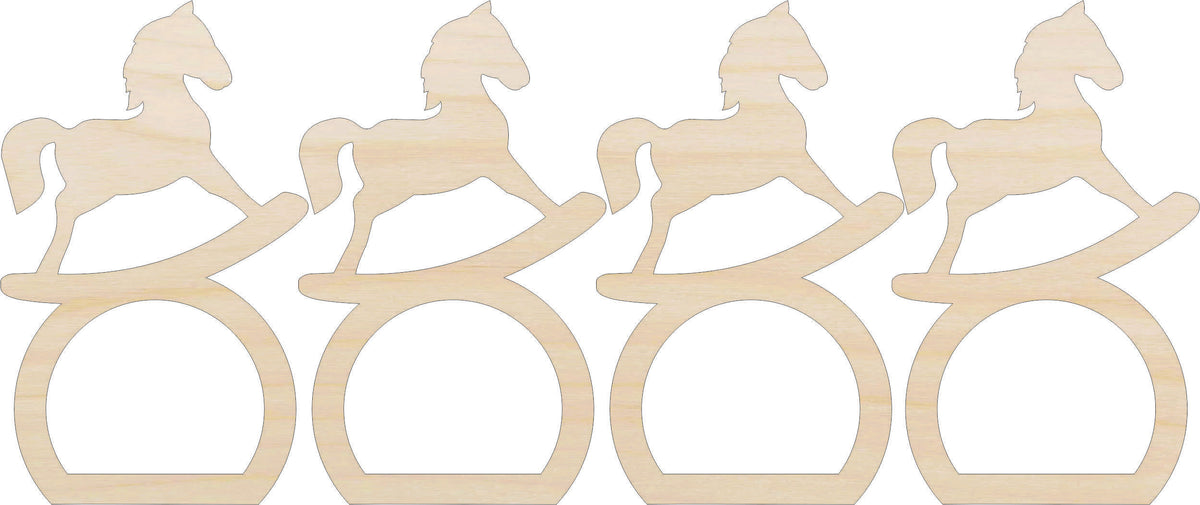 Napkin Rings Rocking Horse Unfinished Laser Cut Wood Set of 4 - NPKN67 Napkin Rings Rocking Horse Unfinished Laser Cut Wood Set of 4 - NPKN67