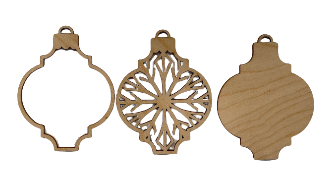 3D Ornament 3 Pieces Laser Cut Out Unfinished ORN108 3D Ornament 3 Pieces Laser Cut Out Unfinished ORN108