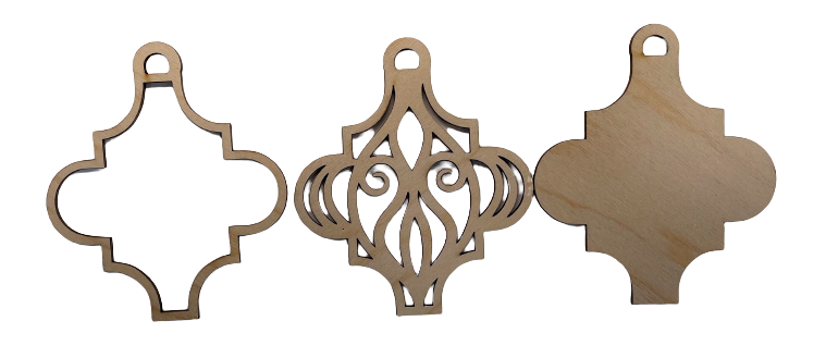 3D Ornament 3 Pieces Laser Cut Out Unfinished ORN110 3D Ornament 3 Pieces Laser Cut Out Unfinished ORN110