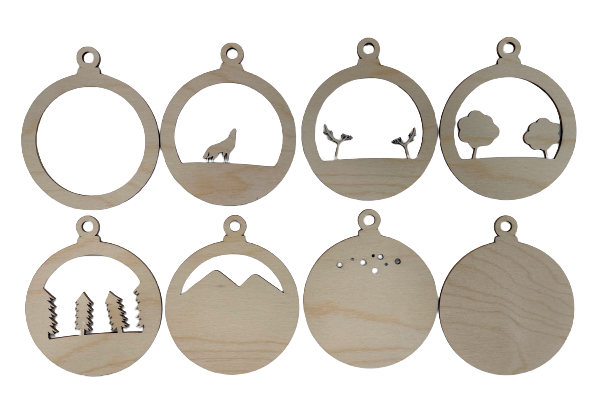 3D Ornament Wolf 8 Pieces Laser Cut Out Unfinished ORN139 3D Ornament Wolf 8 Pieces Laser Cut Out Unfinished ORN139