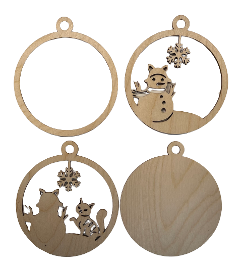 3D Ornament Cat 4 Pieces Laser Cut Out Unfinished ORN141 3D Ornament Cat 4 Pieces Laser Cut Out Unfinished ORN141