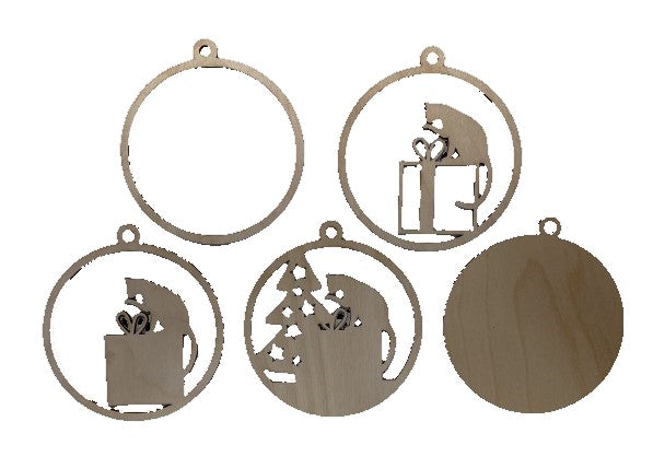 3D Ornament Cat 5 Pieces Laser Cut Out Unfinished ORN144 3D Ornament Cat 5 Pieces Laser Cut Out Unfinished ORN144