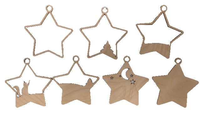 3D Ornament Cat 7 Pieces Laser Cut Out Unfinished ORN150 3D Ornament Cat 7 Pieces Laser Cut Out Unfinished ORN150