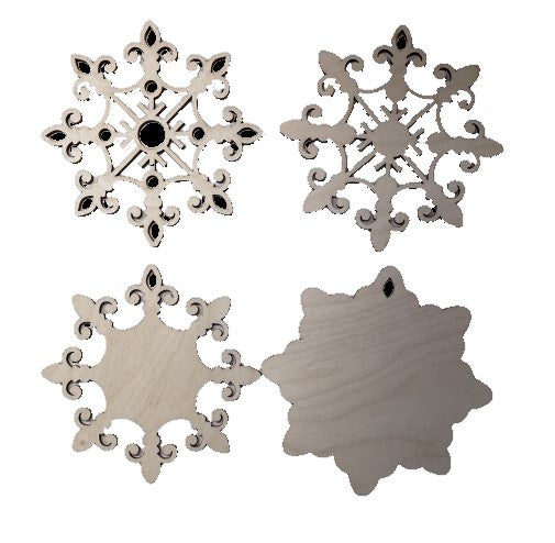 3D Ornament Snowflake 4 Pieces Laser Cut Out Unfinished ORN157 3D Ornament Snowflake 4 Pieces Laser Cut Out Unfinished ORN157