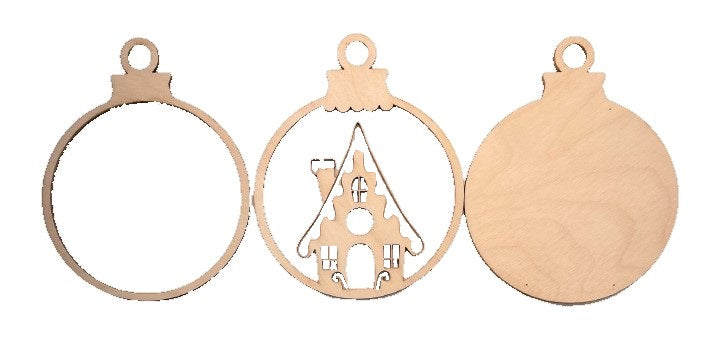 3D Ornament Gingerbread House 3 Pieces Laser Cut Out Unfinished ORN165 3D Ornament Gingerbread House 3 Pieces Laser Cut Out Unfinished ORN165