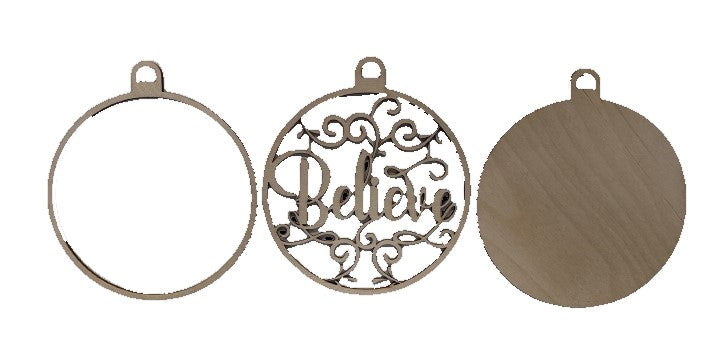 3D Ornament Believe 3 Pieces Laser Cut Out Unfinished Wood ORN189 3D Ornament Believe 3 Pieces Laser Cut Out Unfinished Wood ORN189