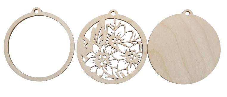 3D Ornament Flower 3 Pieces Laser Cut Out Unfinished ORN19 3D Ornament Flower 3 Pieces Laser Cut Out Unfinished ORN19