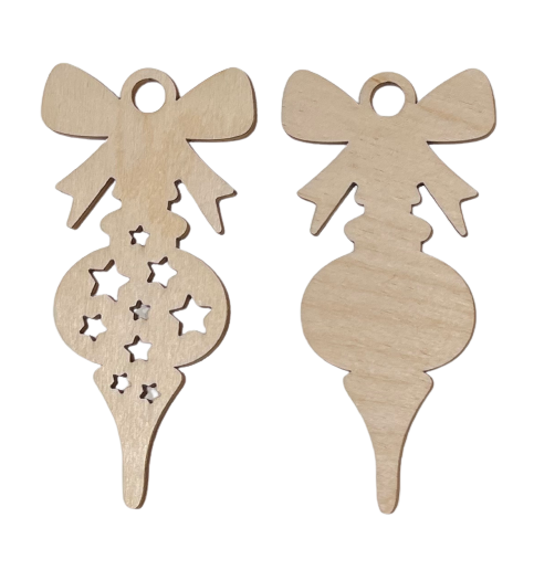 3D Ornament Bauble 2 Pieces Laser Cut Out Unfinished ORN1