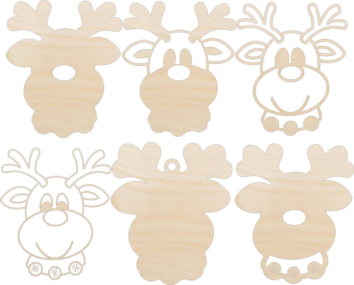3D Ornament Reindeer 6 Pieces Laser Cut Out Unfinished ORN200 3D Ornament Reindeer 6 Pieces Laser Cut Out Unfinished ORN200